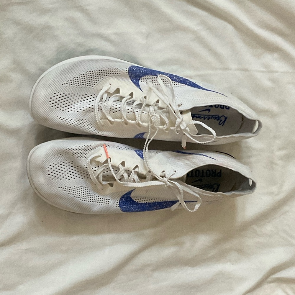 Nike White and Blue Track Spikes